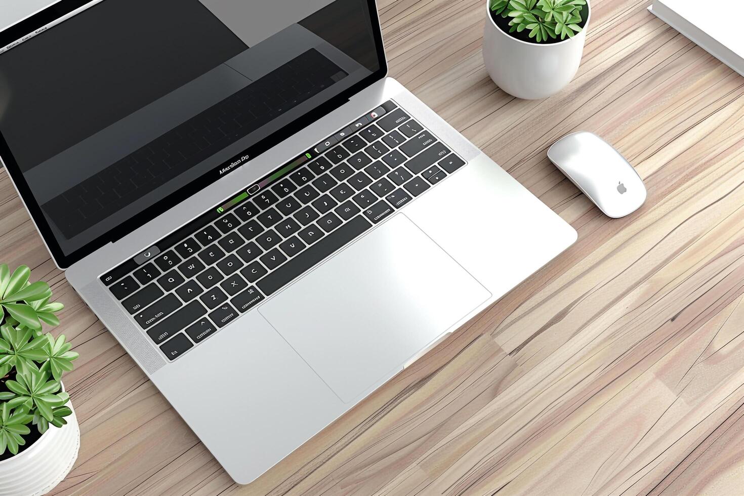 Overhead   of a Computer Mockup on a Professional Desk Background photo