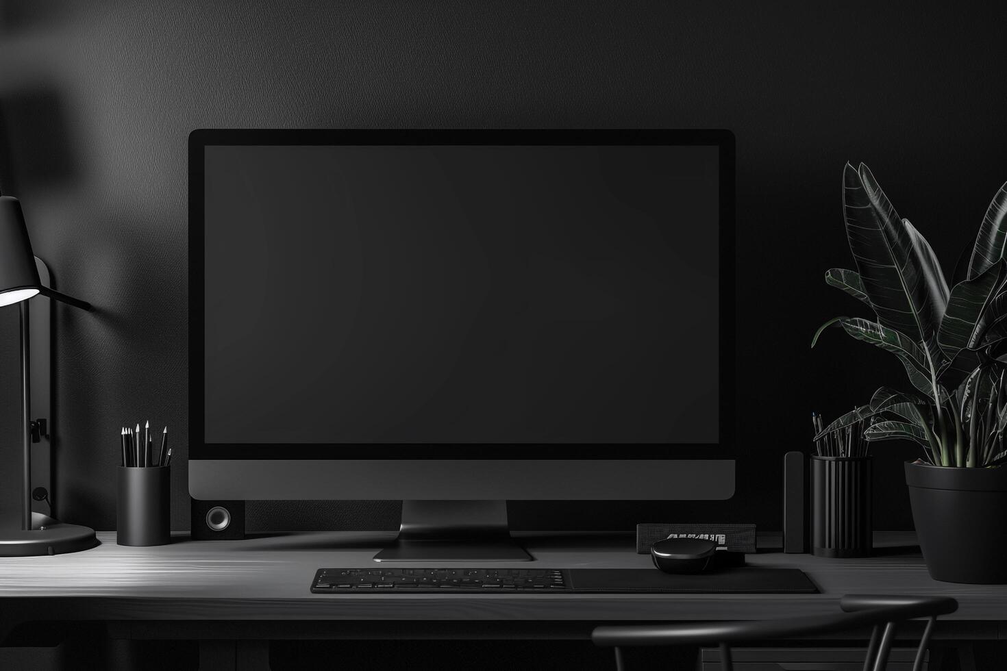 Computer Monitor on Desk with Plain White Background for Professional Use photo