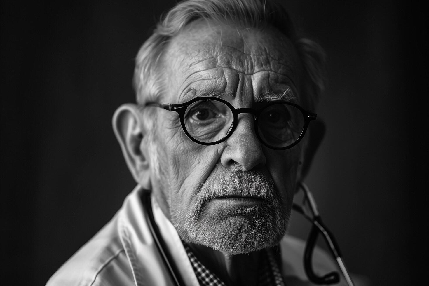 Elderly Doctor with Glasses in Traditional Medical photo
