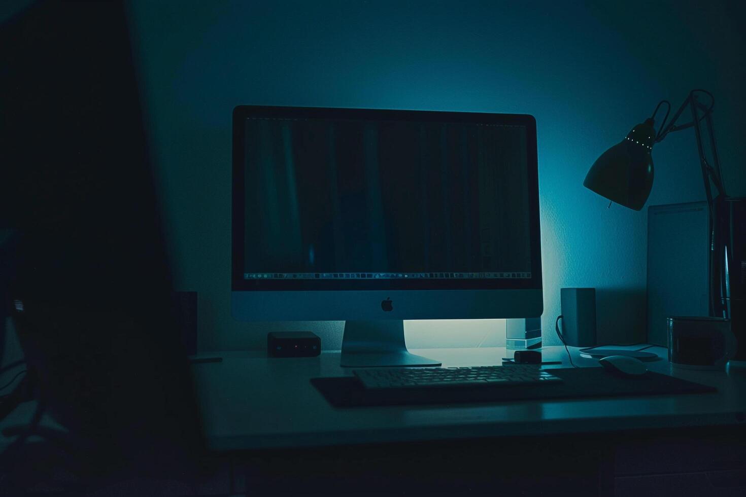 Noir Desktop Computer Mockup with   Black Finish and  ist Design photo