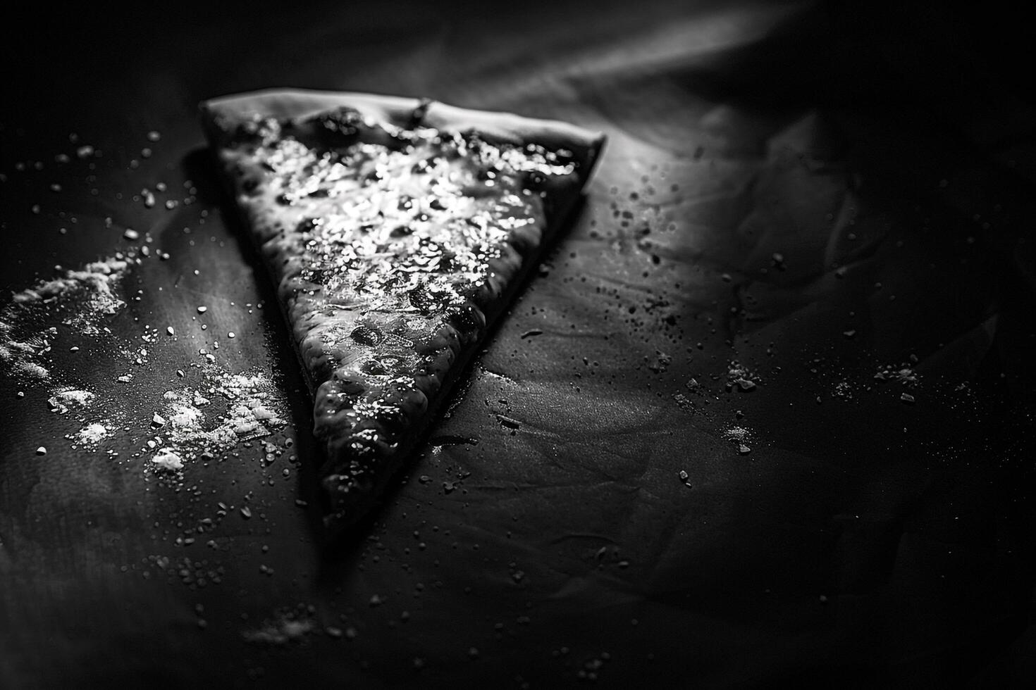 White Cheese Pizza Slice with Artistic Lighting and Dark Background photo