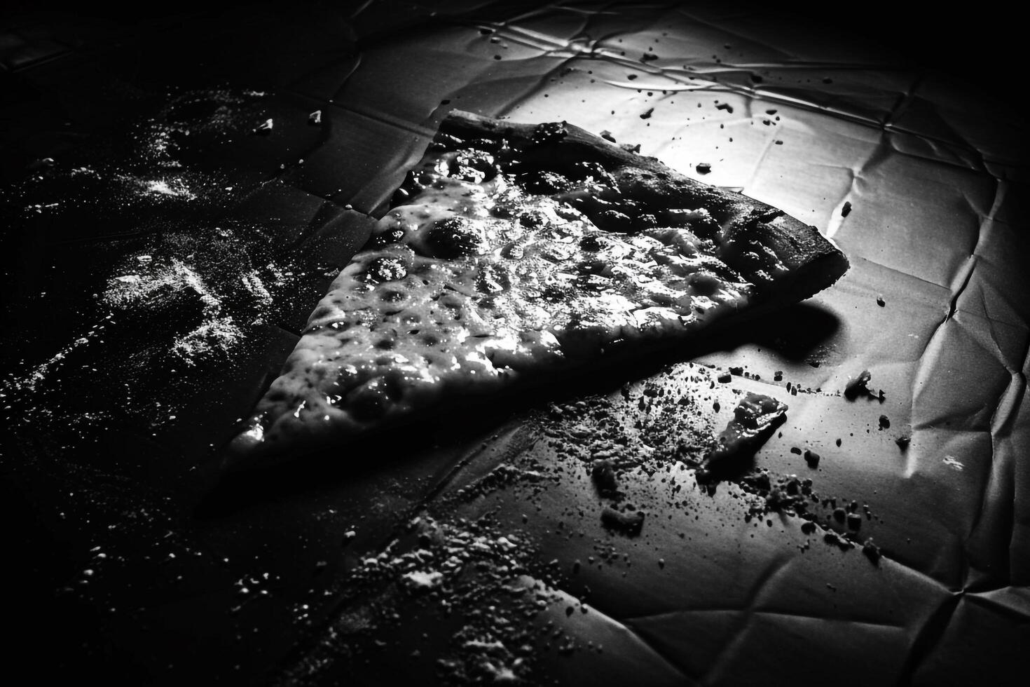 White Pizza Slice with Background Lighting and photo