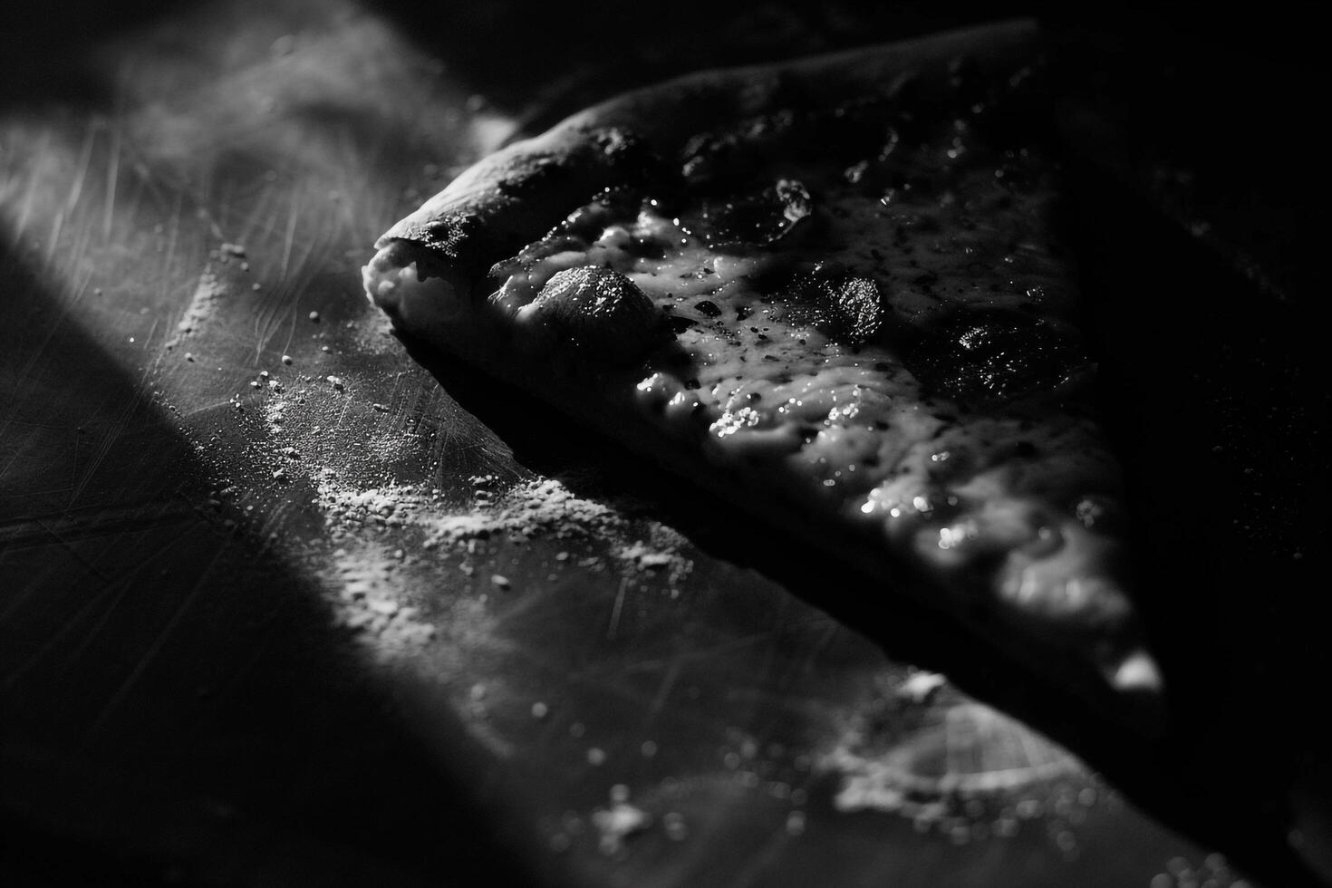 White Pizza Slice with Background Lighting and Rich  s photo