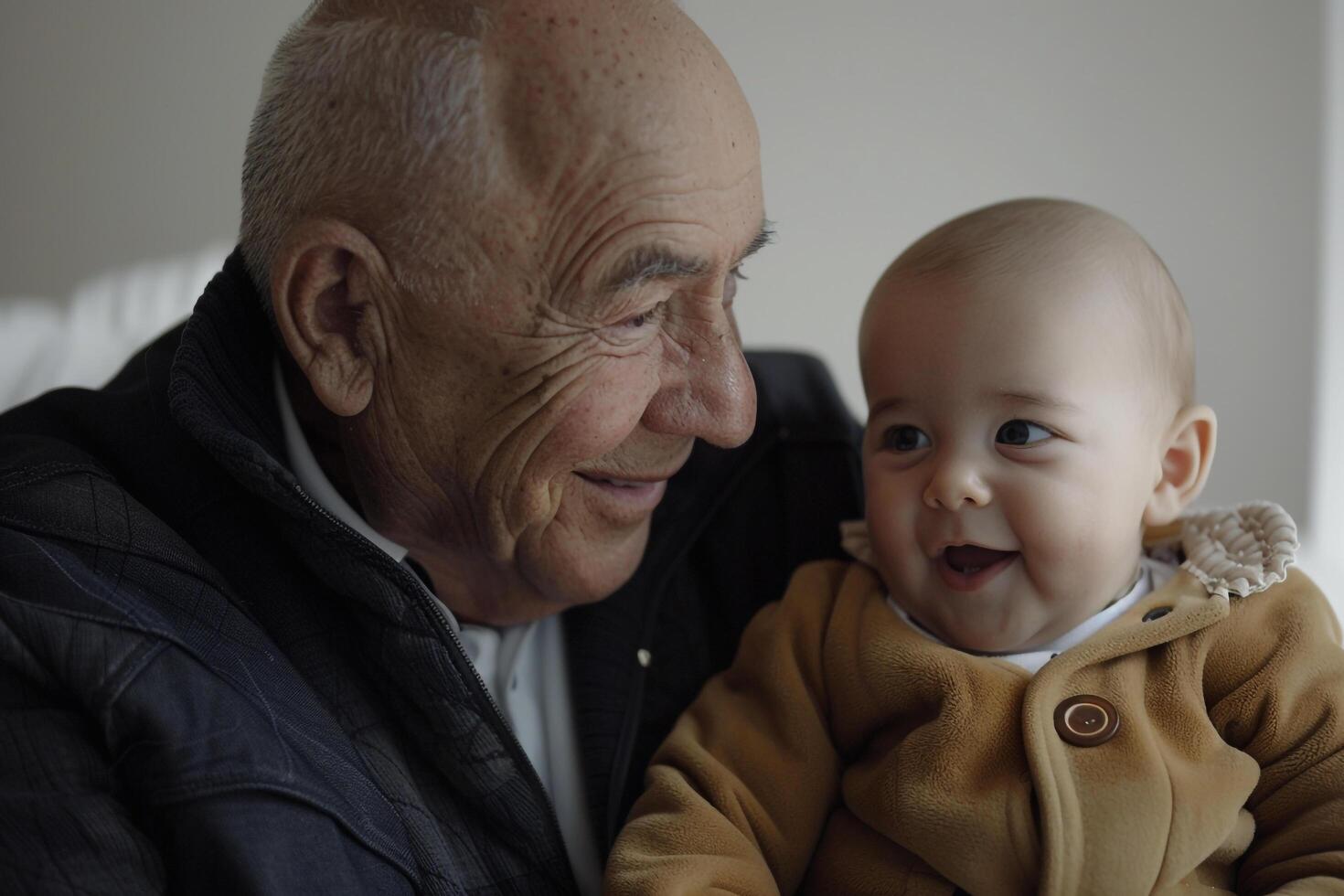 bebé disfrutando un especial Interacción con abuelo lleno de alegría y sensibilidad foto