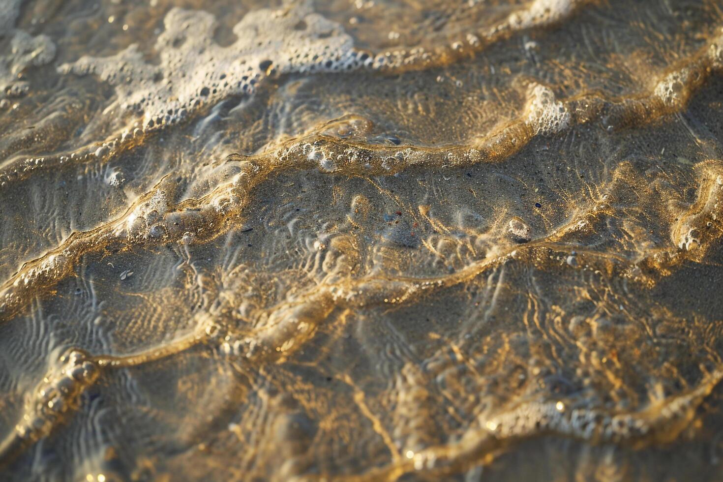 Wave Patterns and Textures on a Sandy Beach Showcasing Natural Beauty photo