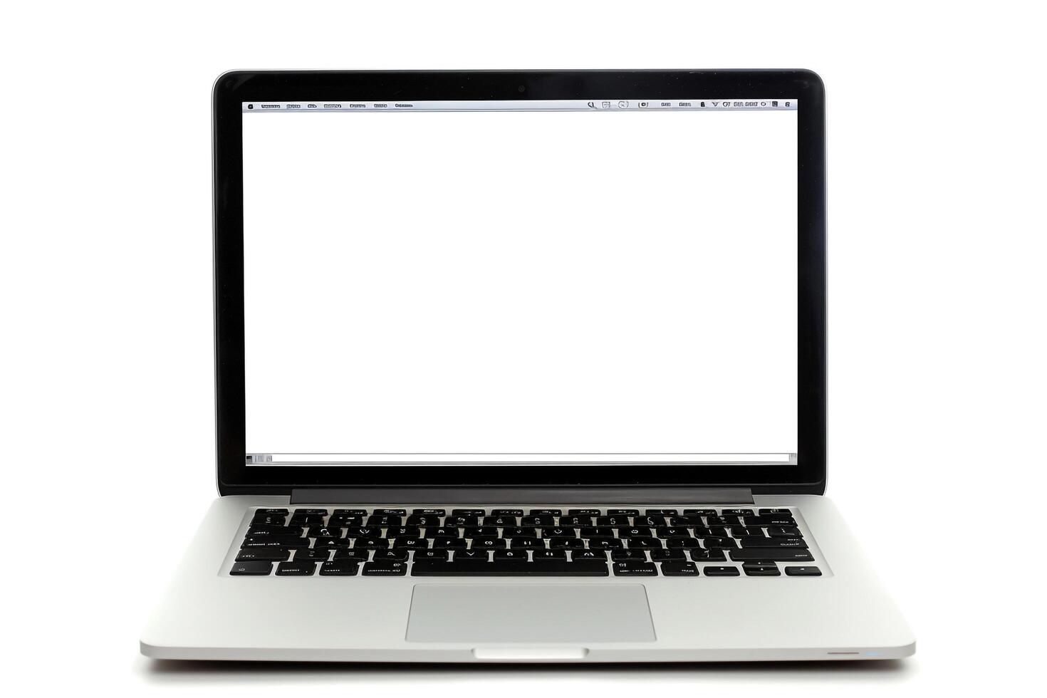 screen display Laptop Mockup with Blank Screen on White Desk Ideal for Professional Use photo