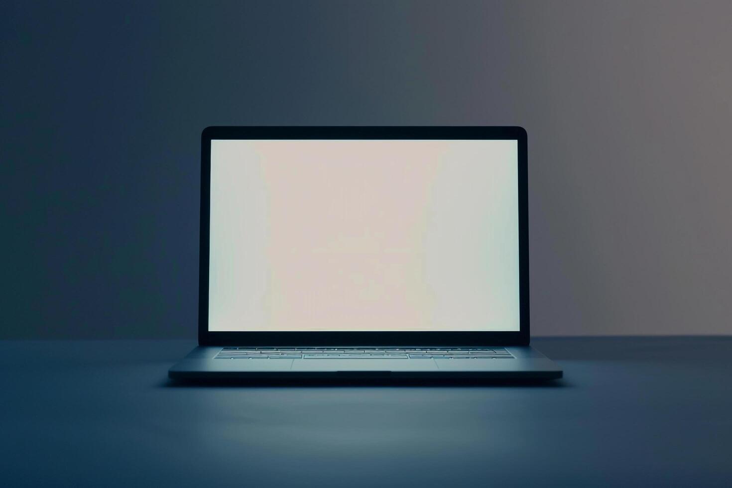 screen display Laptop Mockup with Blank Screen on White Surface photo