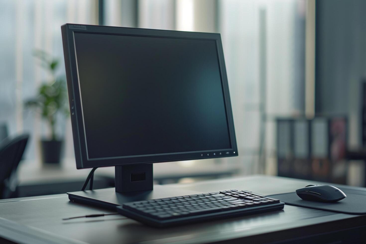 Desktop Computer Mockup Screen and  Gray Top photo