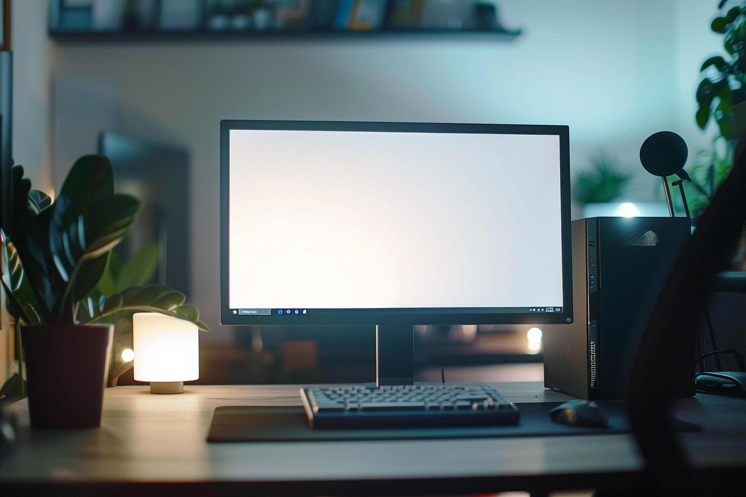 Professional Desktop Computer Mockup Screen and  Gray Top photo