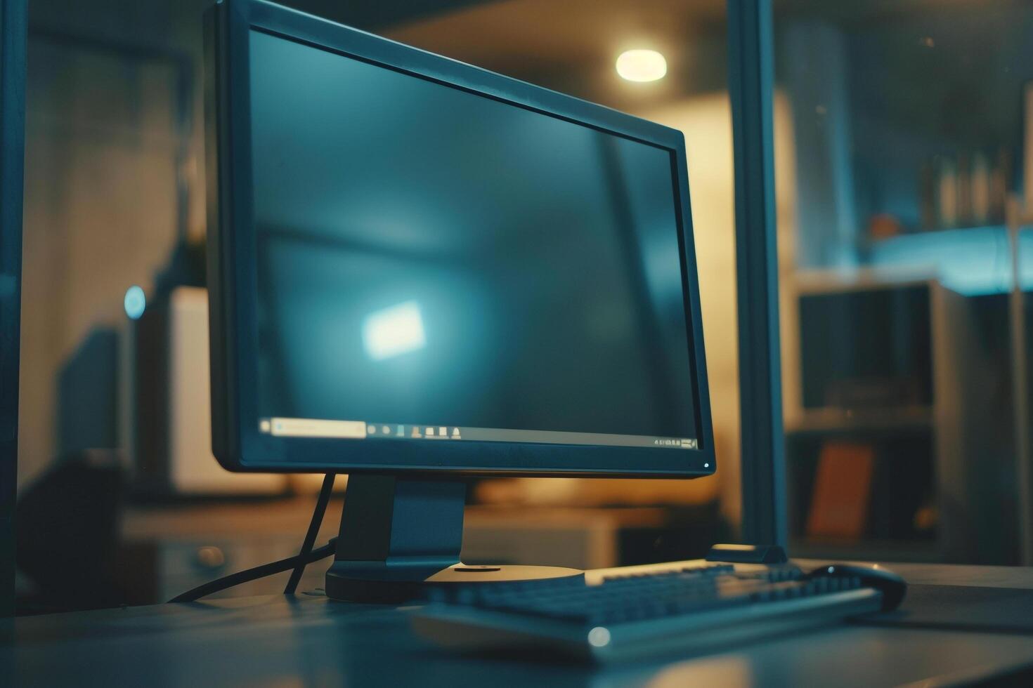 Desktop Computer Mockup Screen and  Gray Top   Background Nature photo