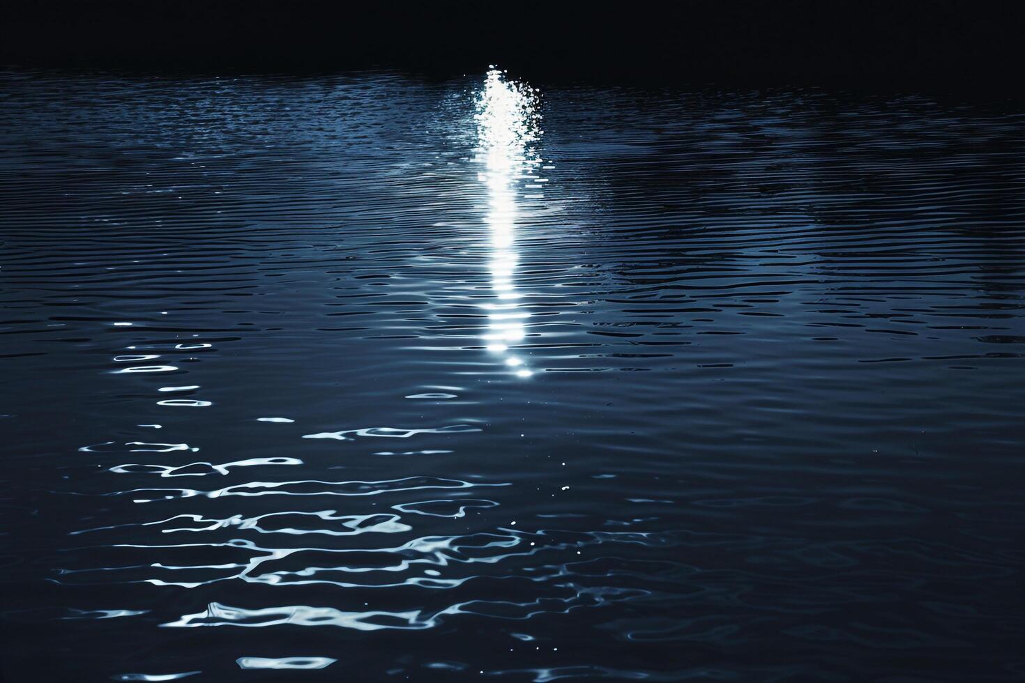 Full Moon s on Calm Lake Surface at Midnight   Background Nature photo