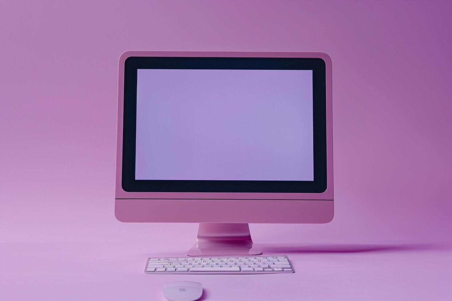Computer Monitor Mockup Screen on Lavender Background photo