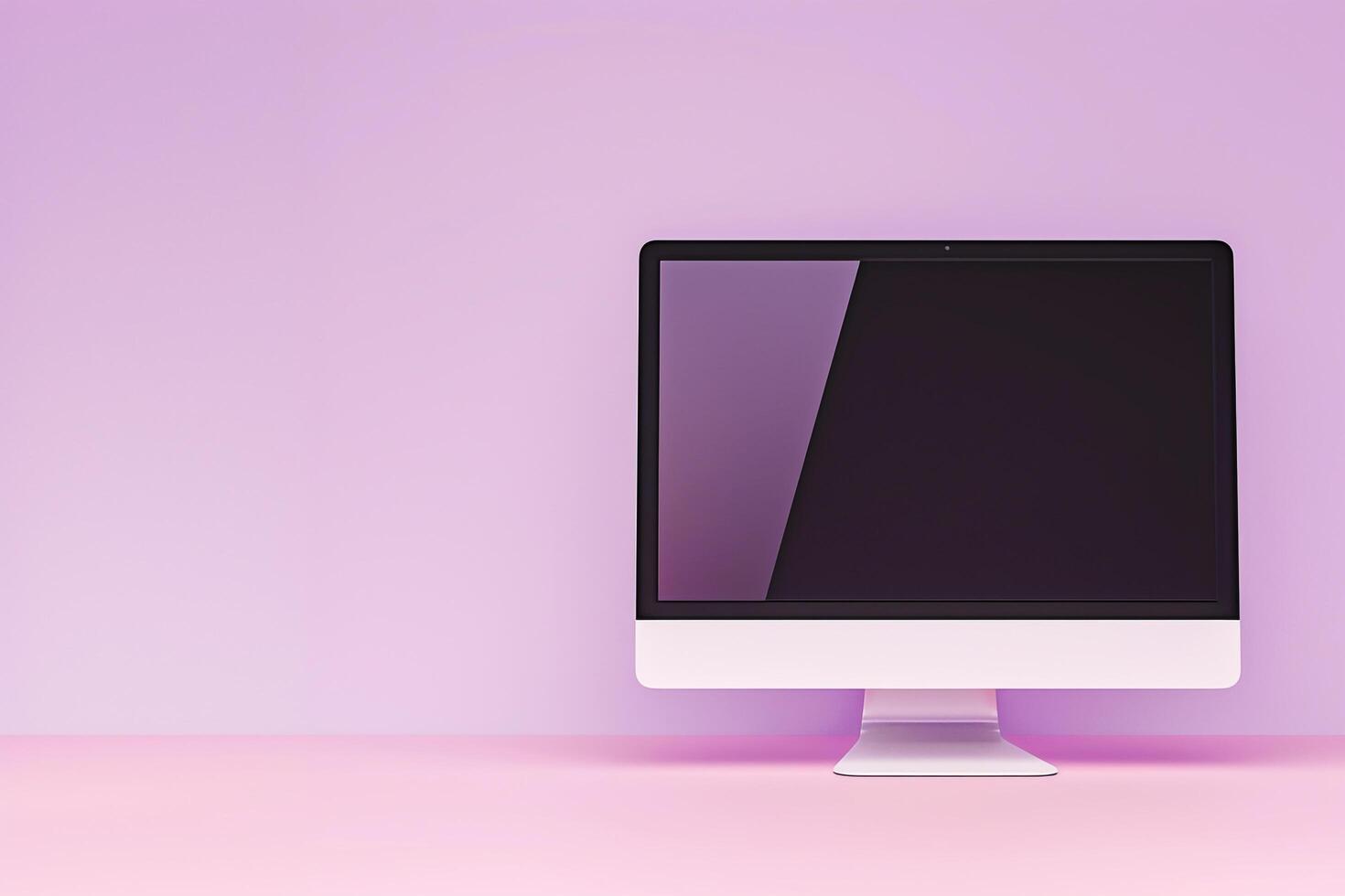 Computer Monitor Mockup Screen on Lavender Background photo