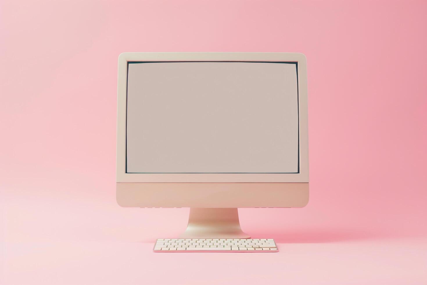 Computer Monitor Mockup Screen on Pink Background photo