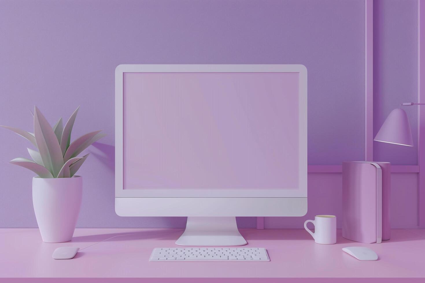 Lavender Computer Monitor Mockup Screen photo