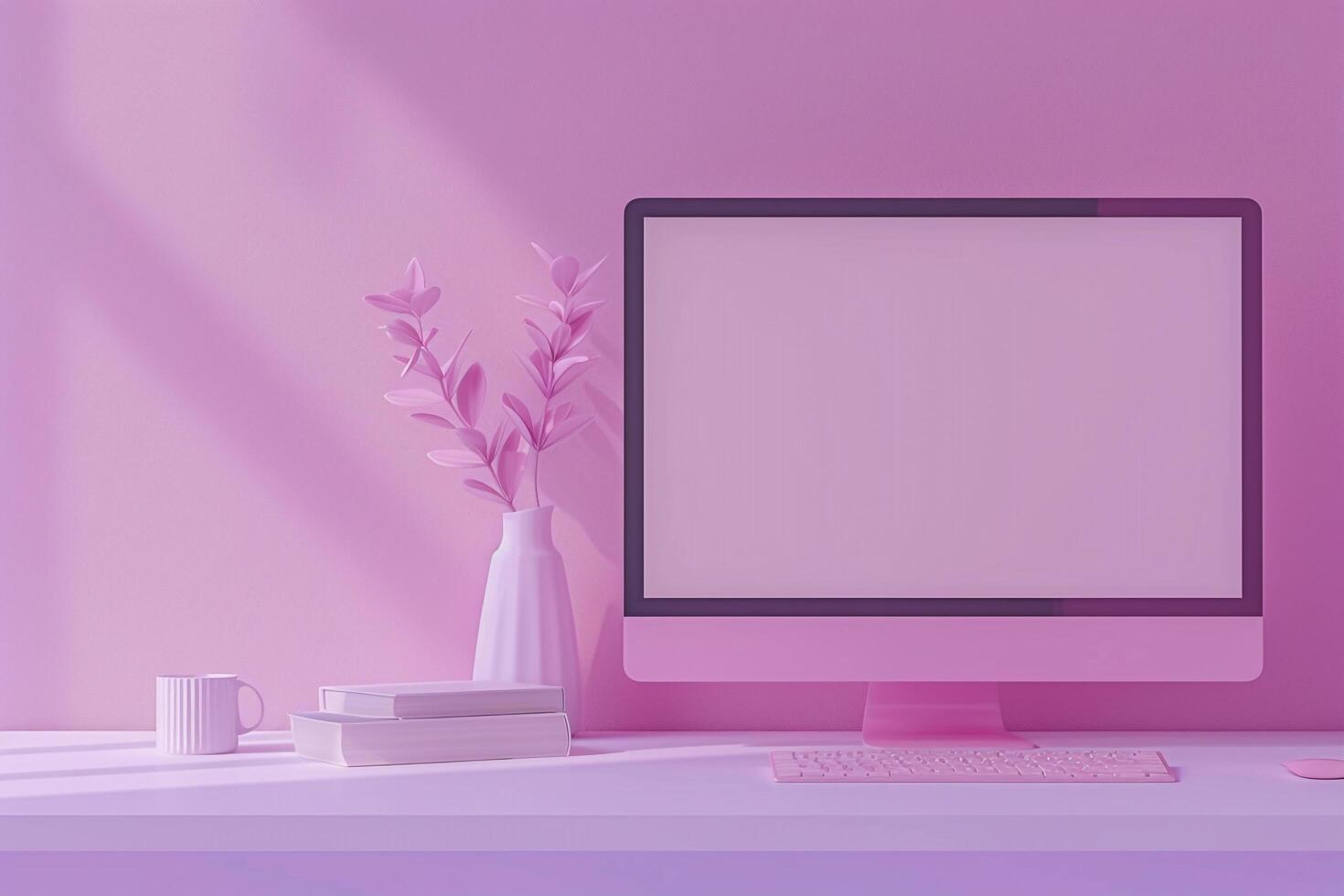 Lavender Background Computer Monitor Mockup Screen photo