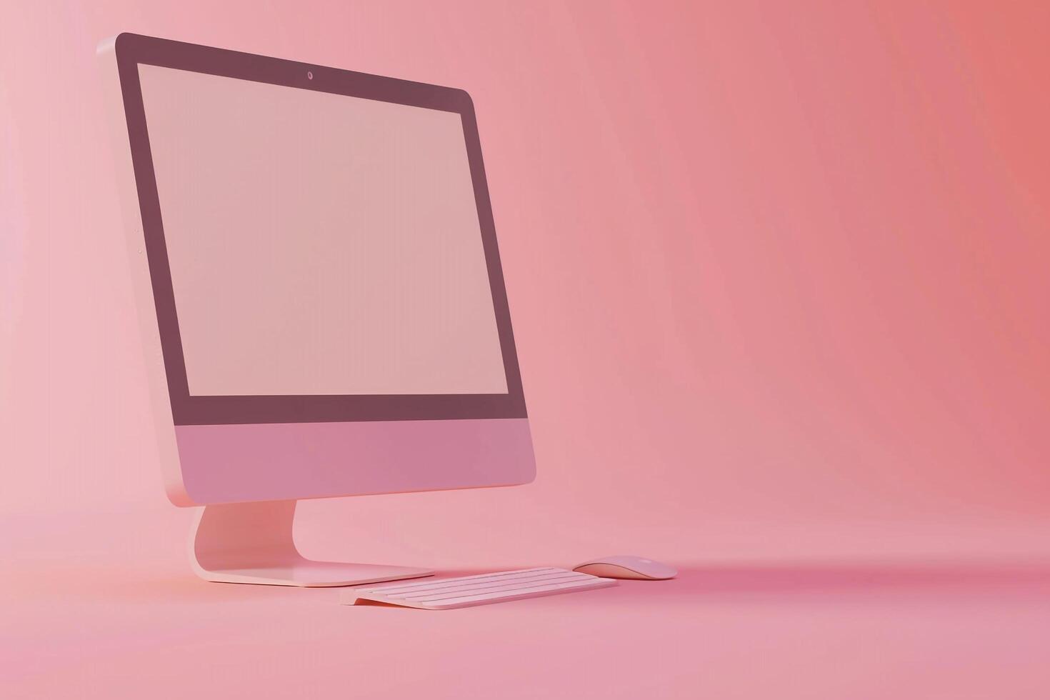 Computer Monitor Mockup Screen on a  Peach Surface photo