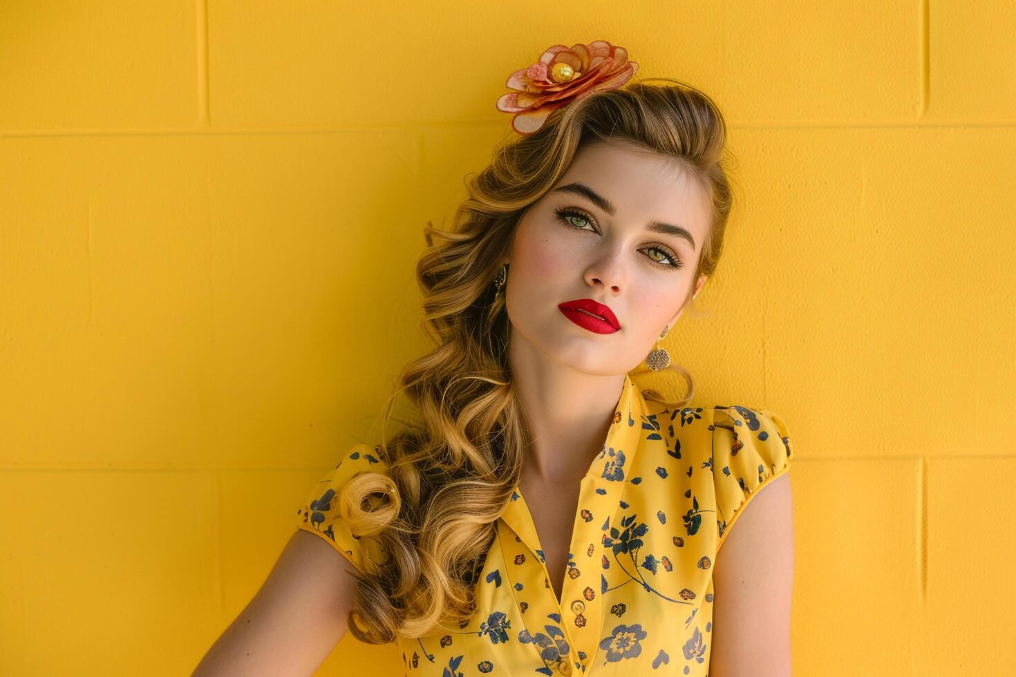 Background Retro Clothing Fashion Portrait of Woman photo