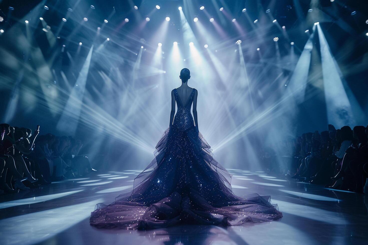 Model in Couture Gown with Dynamic Lighting photo