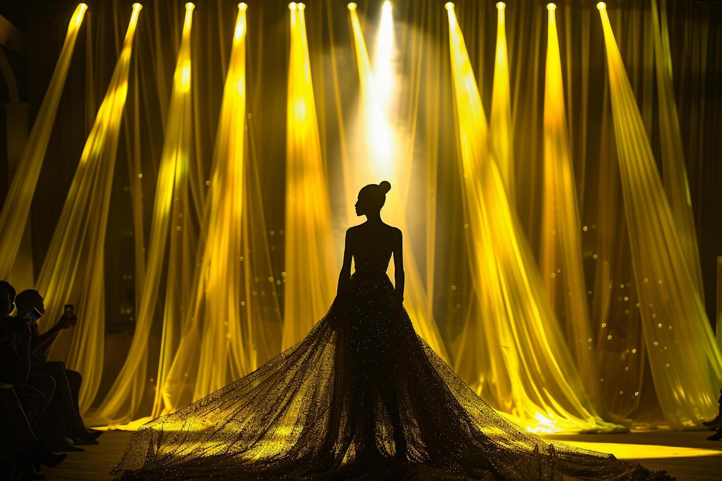 Model in Couture Gown with  Background photo