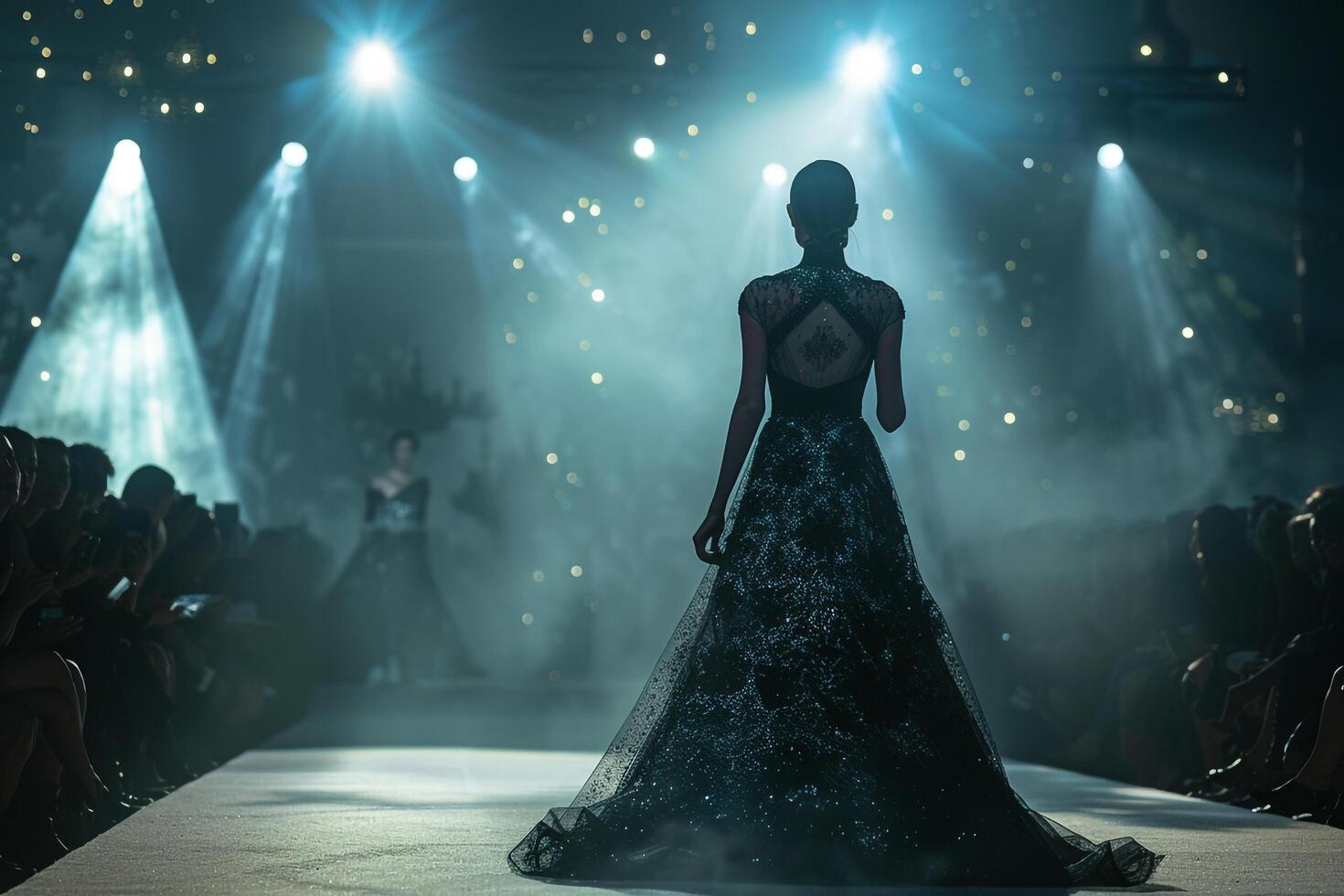 Catwalk Lights with Evening Gown Model photo