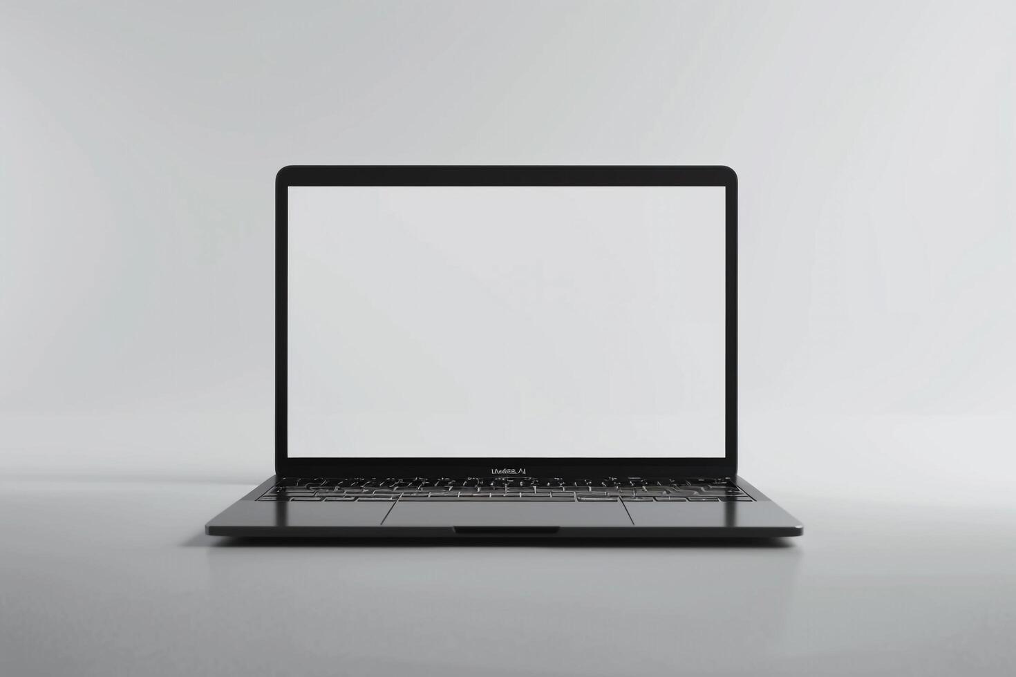 Laptop Design with Empty Display on White Canvas photo