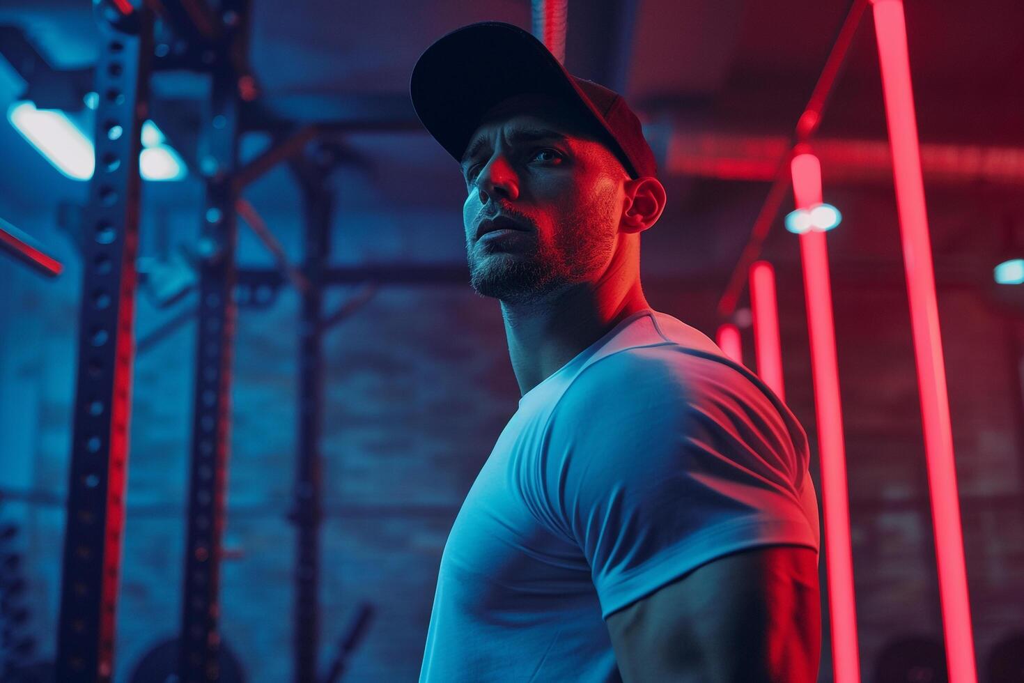 Man in Sportswear with Urban Gym  Background photo