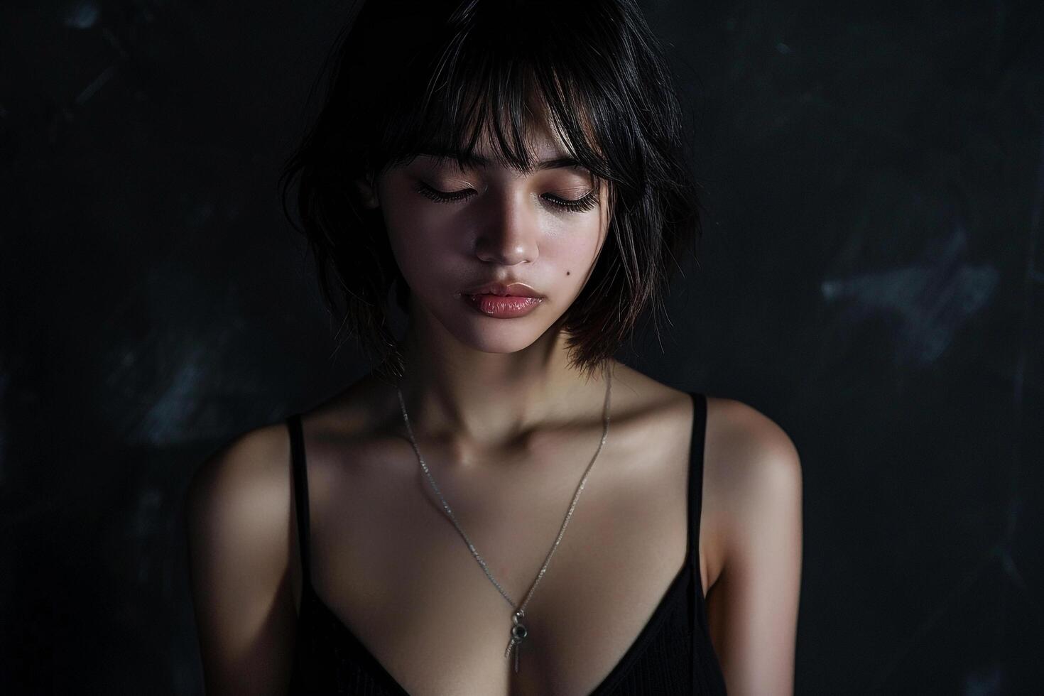 Portrait background emphasizing strong facial expressions photo