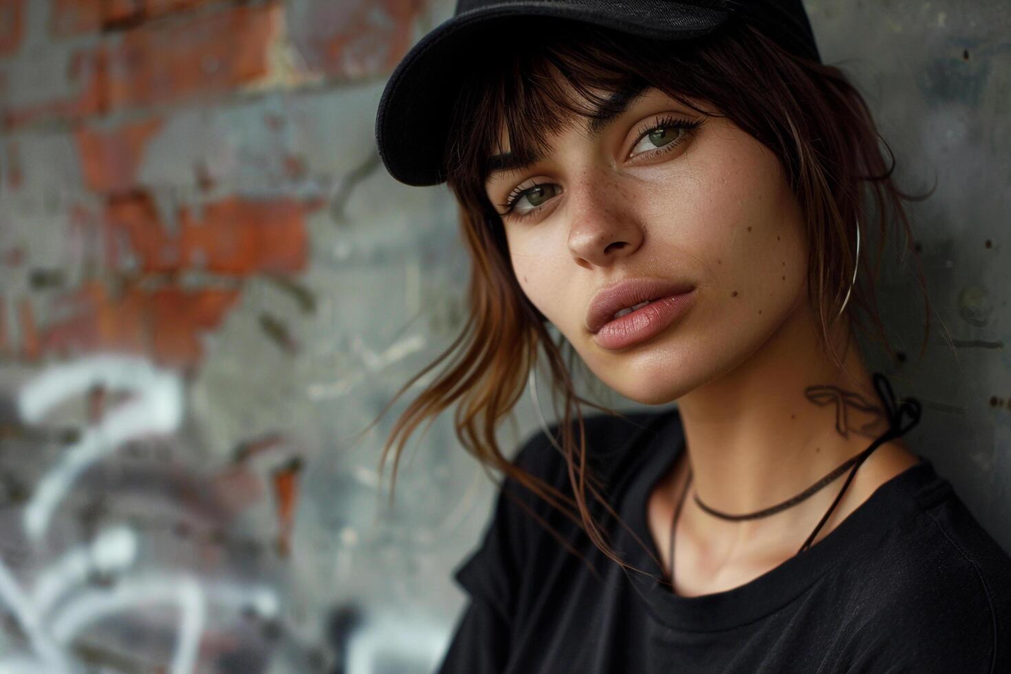 Portrait of a model in streetweargritty urban background capturing urban fashion photo