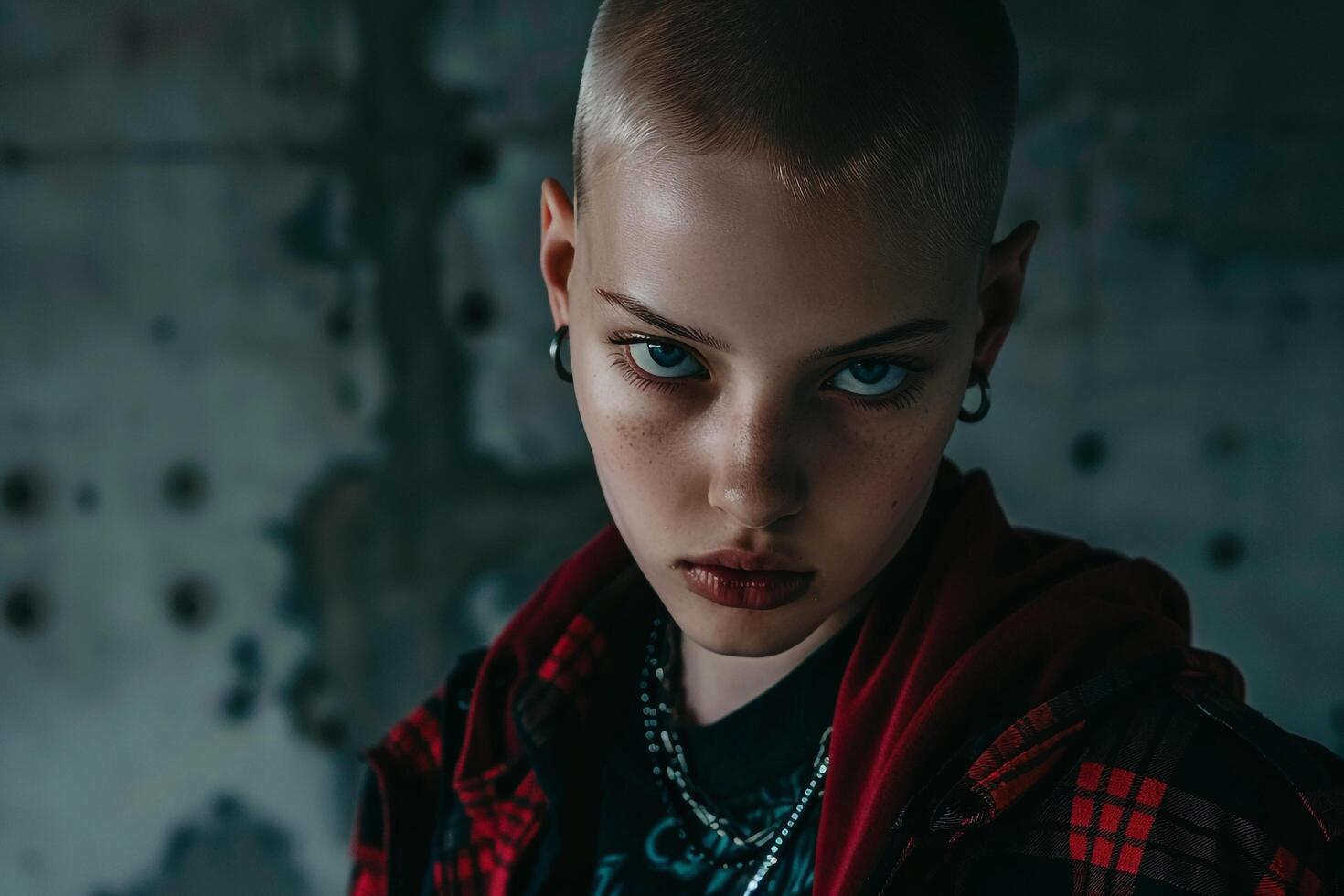 Portrait of a model in streetweargritty urban background capturing urban fashion photo