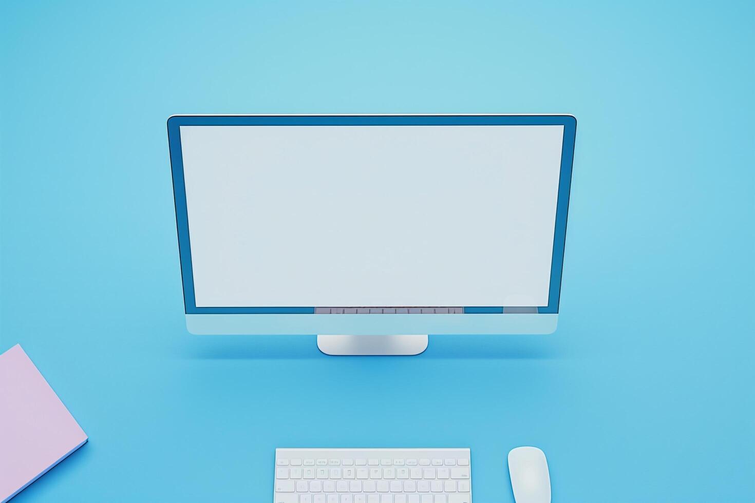 Professional Desktop Computer Mockup with a   Design photo