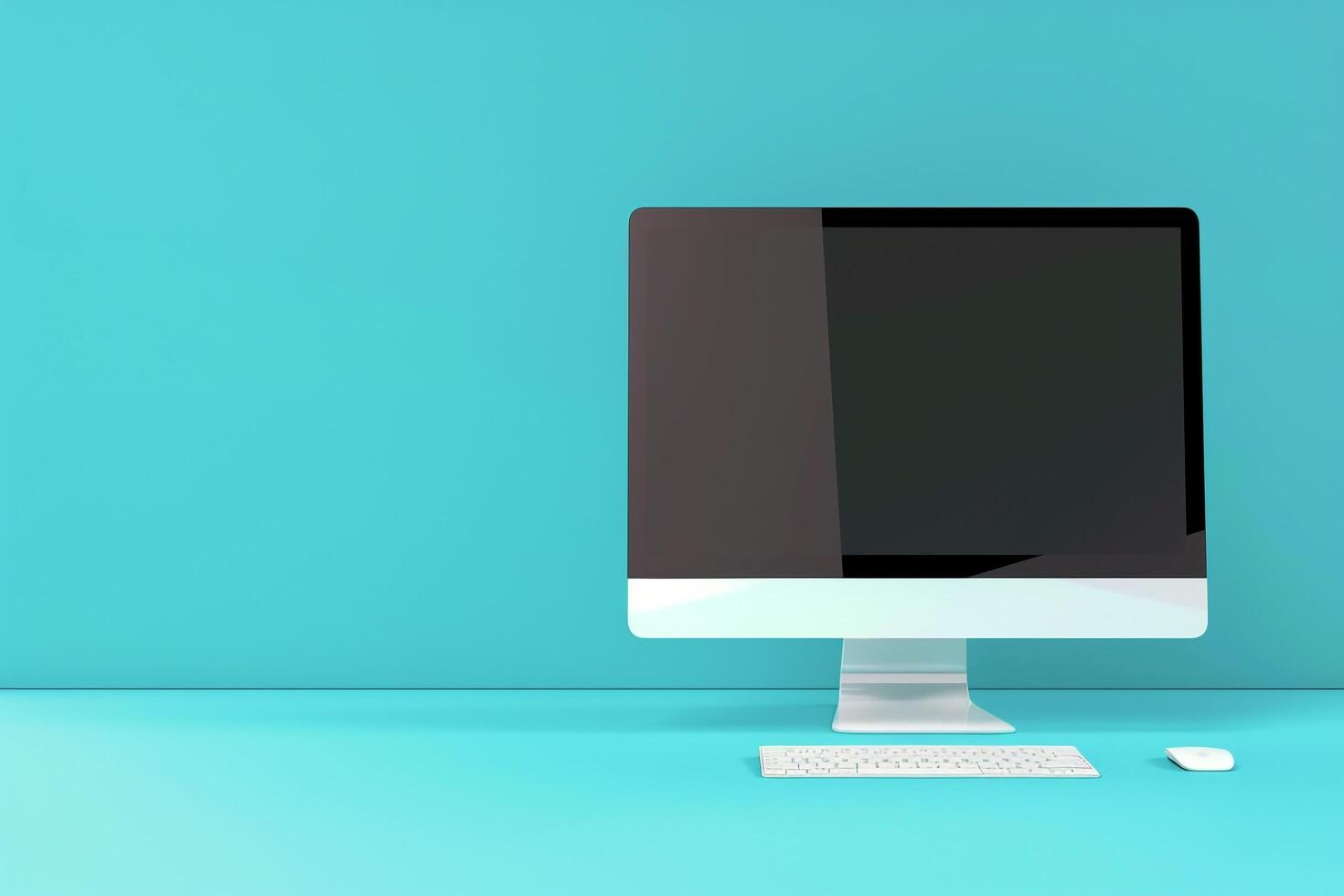 Desktop Computer Mockup with Contemporary Design and High Tech Accents photo