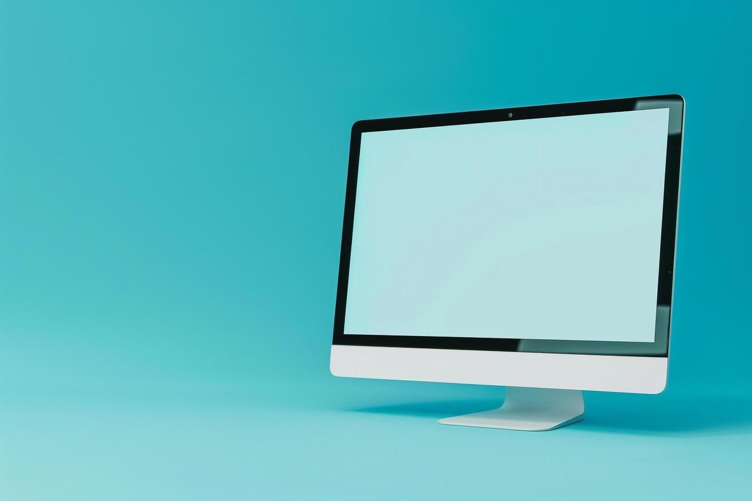 Desktop Computer Mockup in a Futuristic  with Features photo