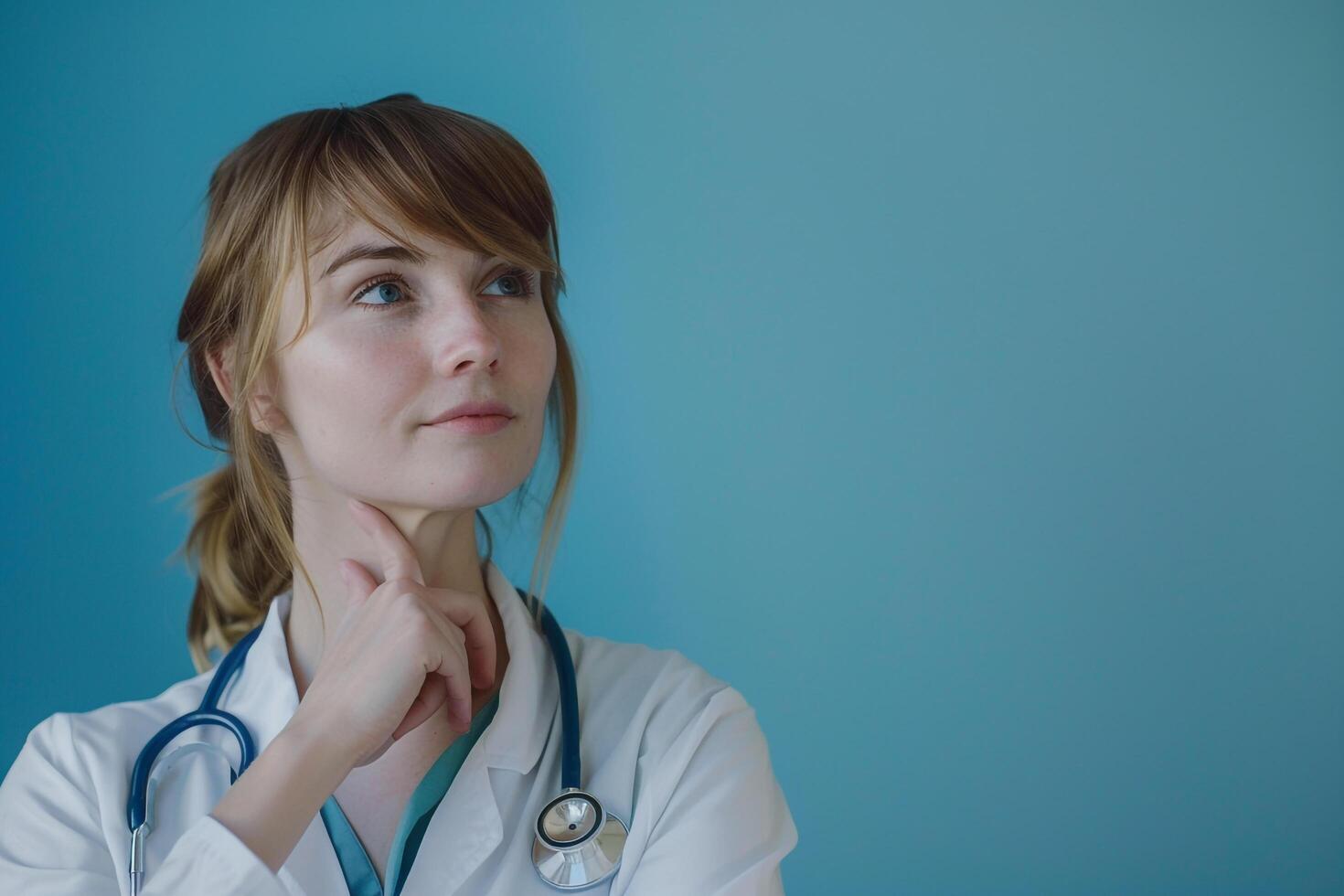Female Doctor in Deep Contemplation in Healthcare photo