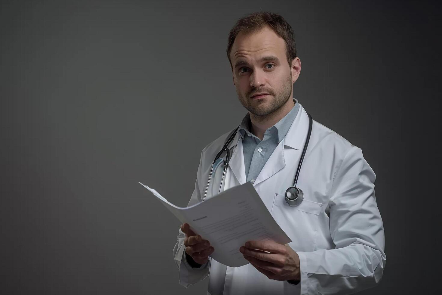 Doctor Reing Medical Report in Professional Environment photo