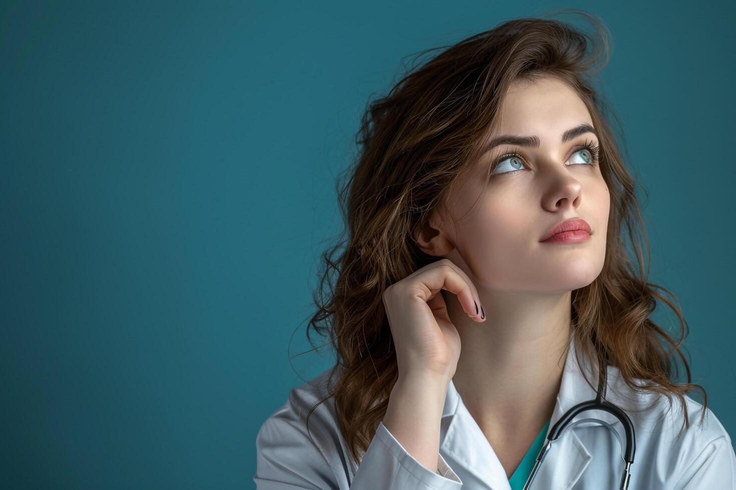 Female Doctor in Deep Contemplation in Healthcare photo