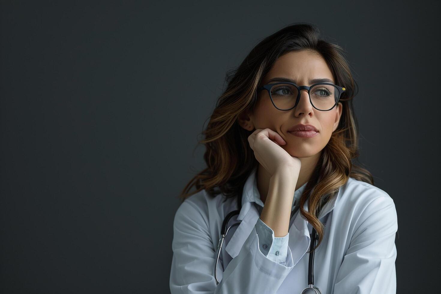 Female Doctor Deep in Contemplation in Healthcare photo