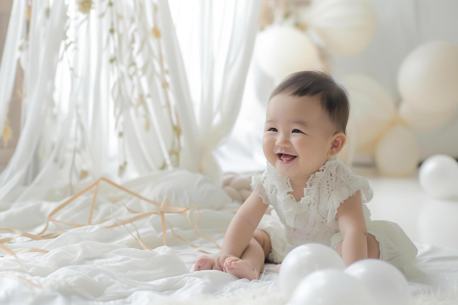 Baby Enjoying Props with Fun and   Background photo