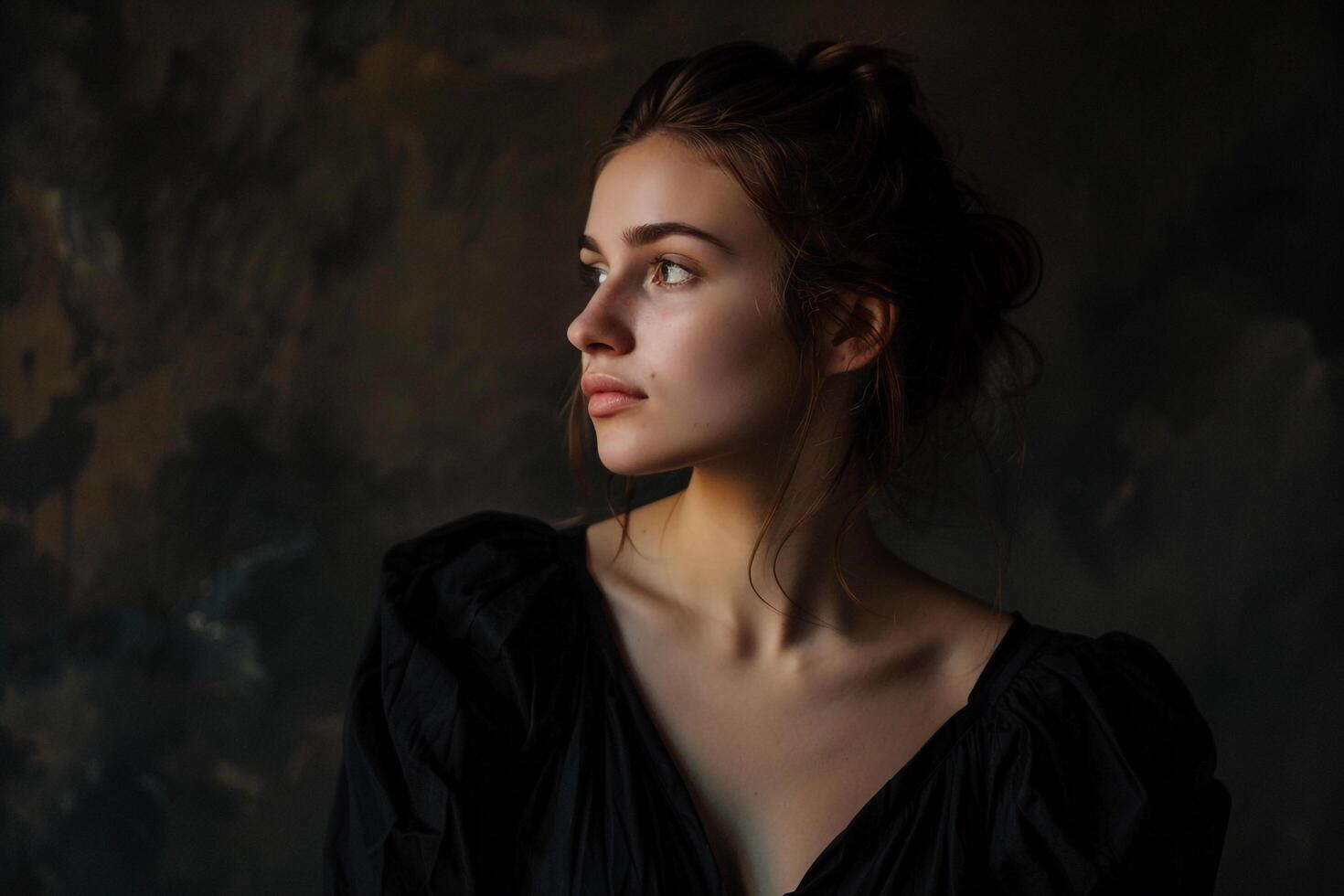 Artistic Portrait with Food Background in photo