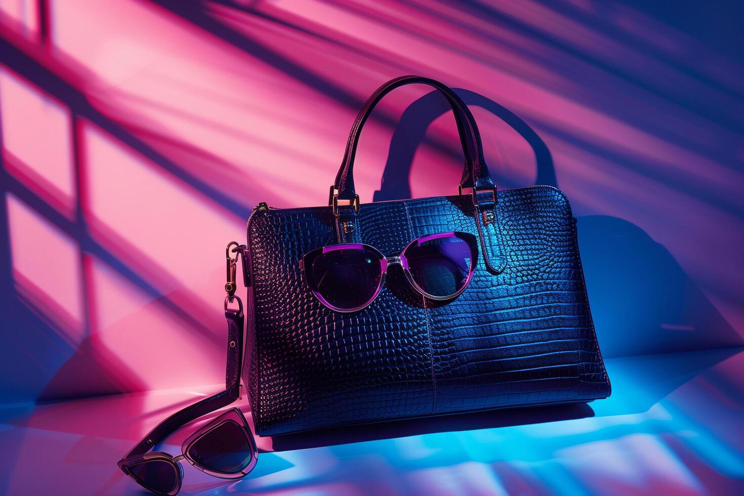 Handbag and Sunglasses with a   background photo