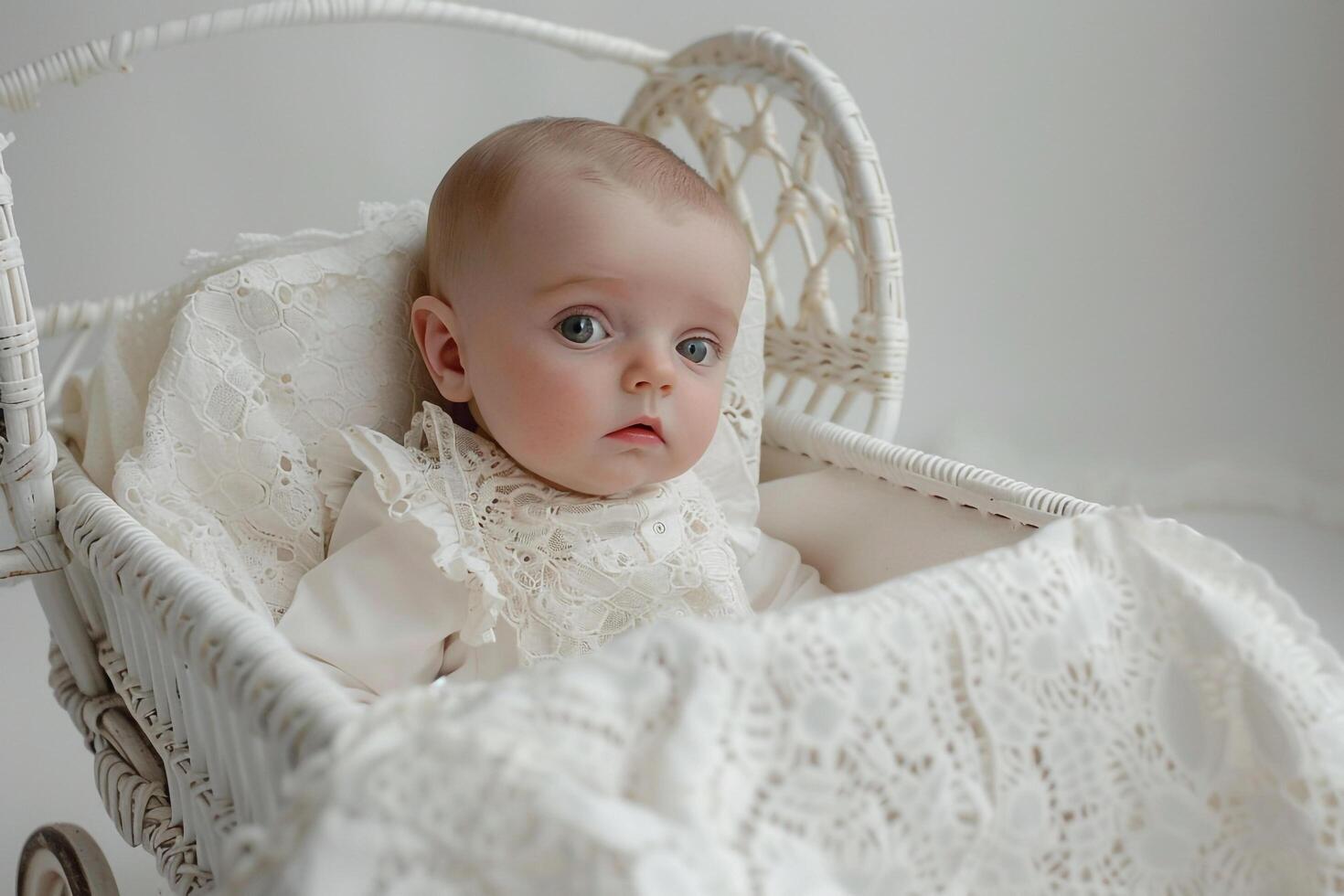 Baby with Vintage Pram Background photo