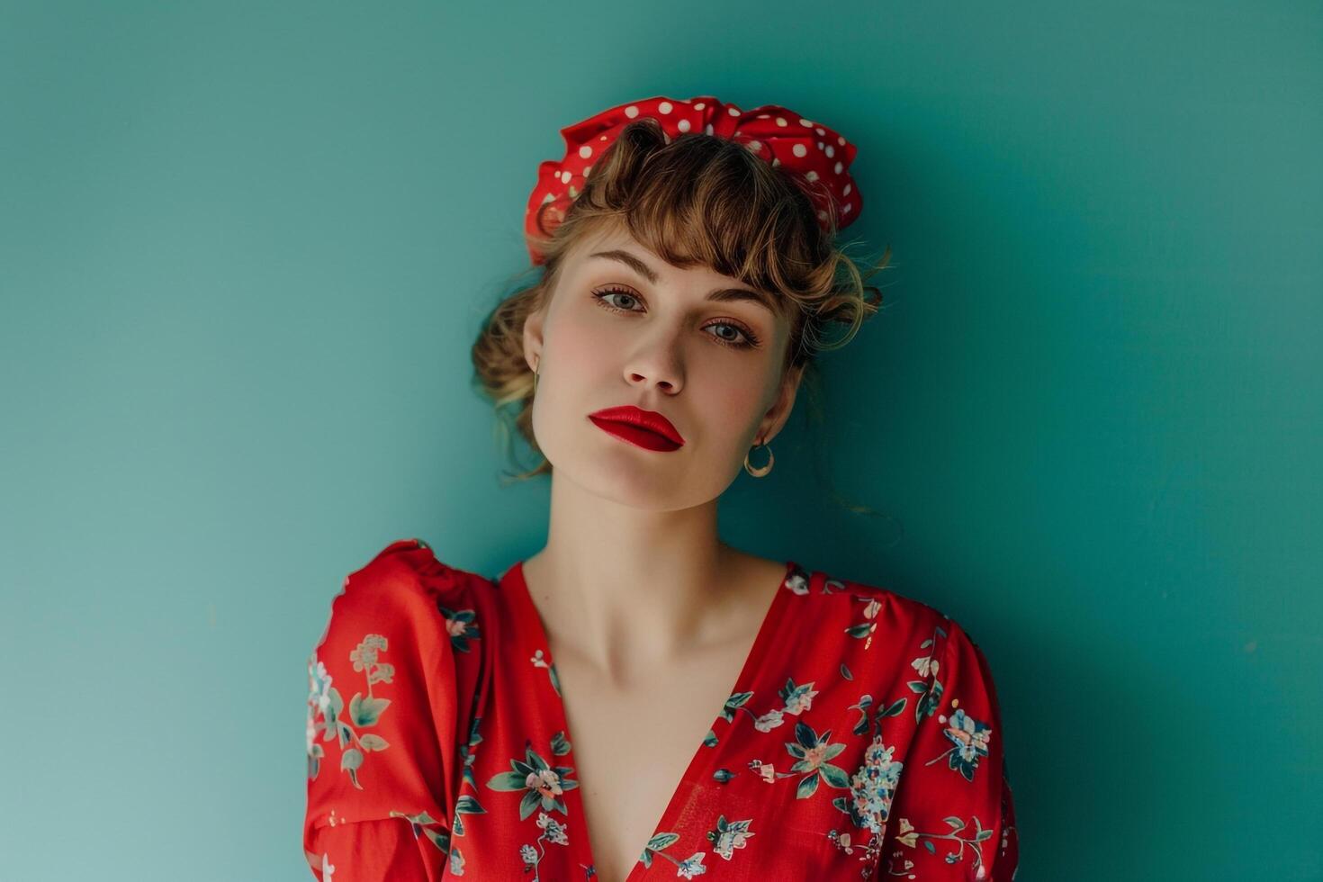 Woman in Retro Dress Background photo
