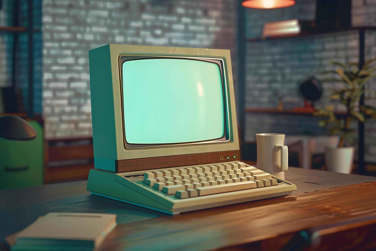 Vintage Desktop Computer Mockup Background photo