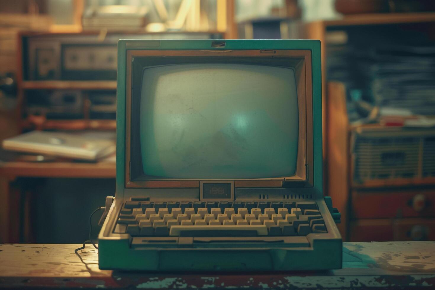 Vintage Laptop Mockup Background photo