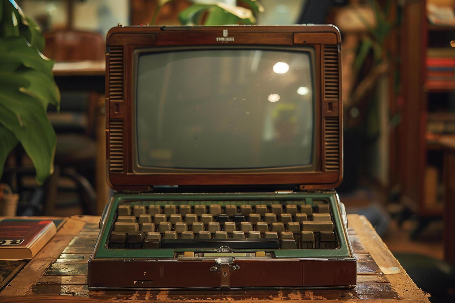 Vintage Laptop Mockup Background photo