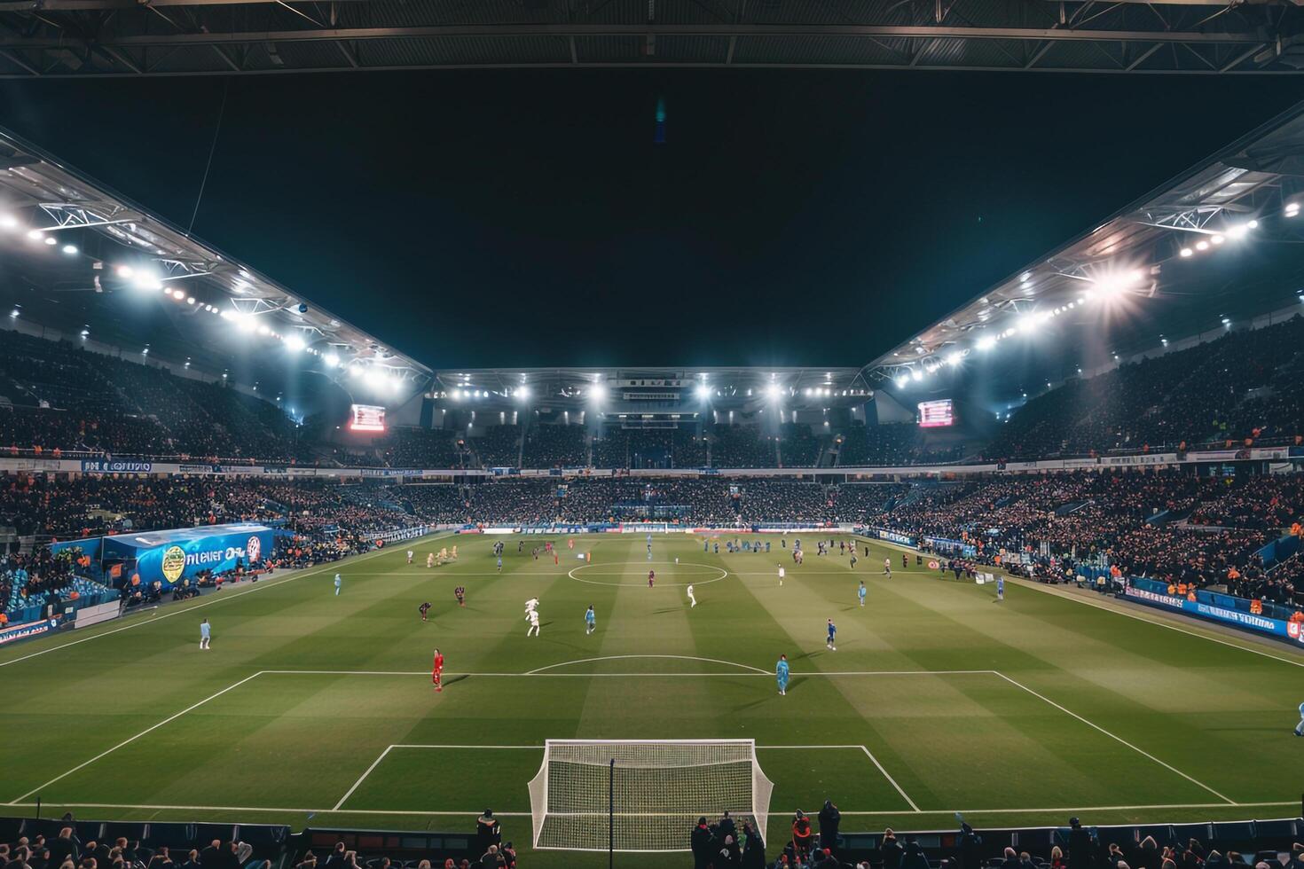 Soccer Players Positioned for a Corner Kick on the Field Background photo