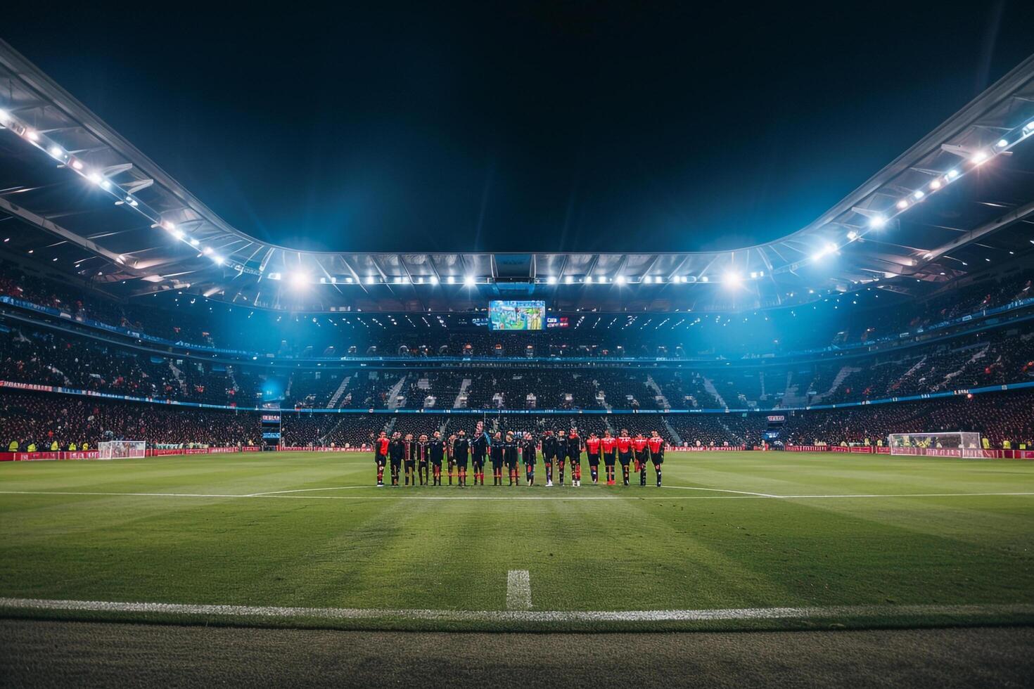 Soccer Players Lined Up for a Corner Kick on the Field Background photo