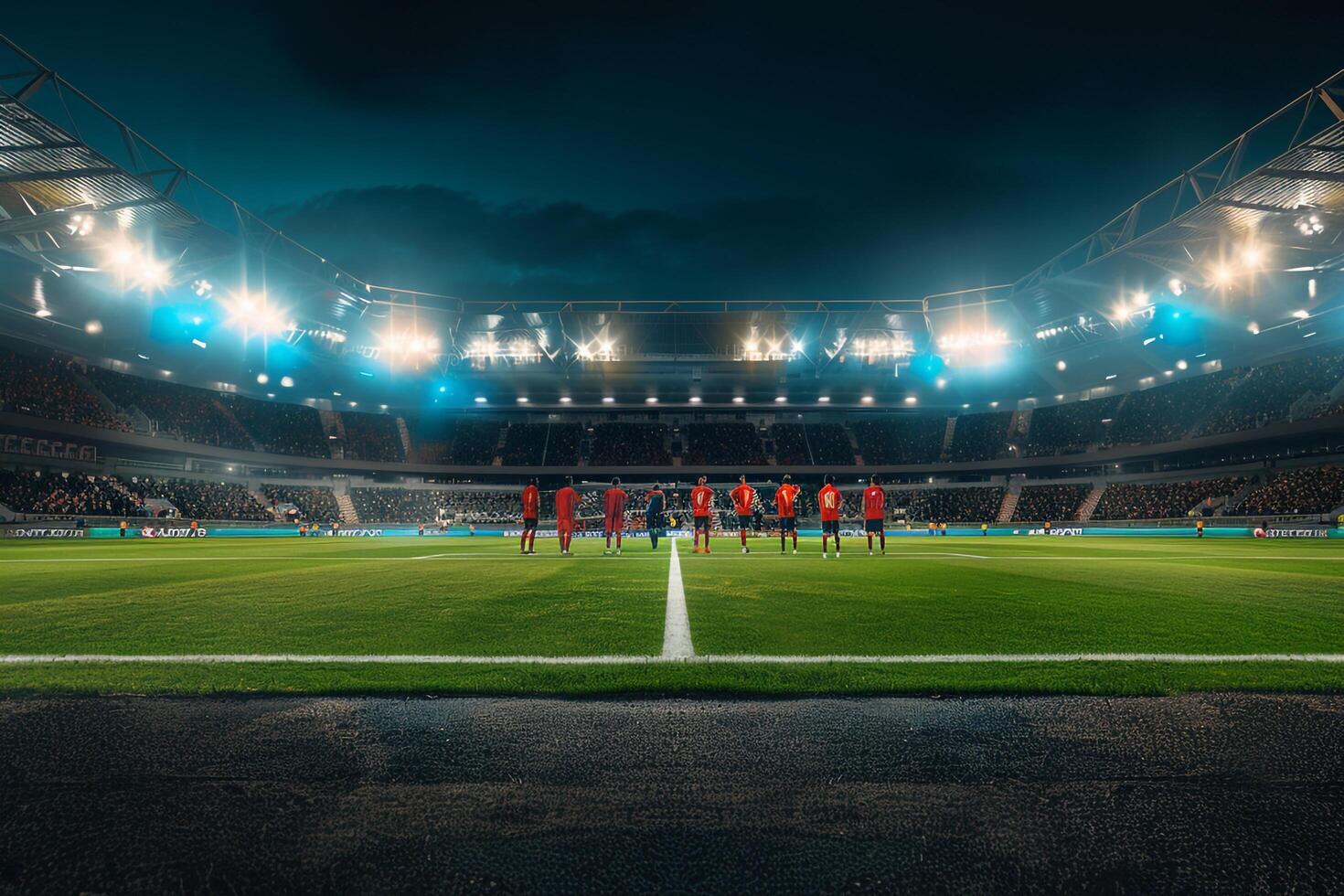 Soccer Players in Position for a Corner Kick on the Field Background photo