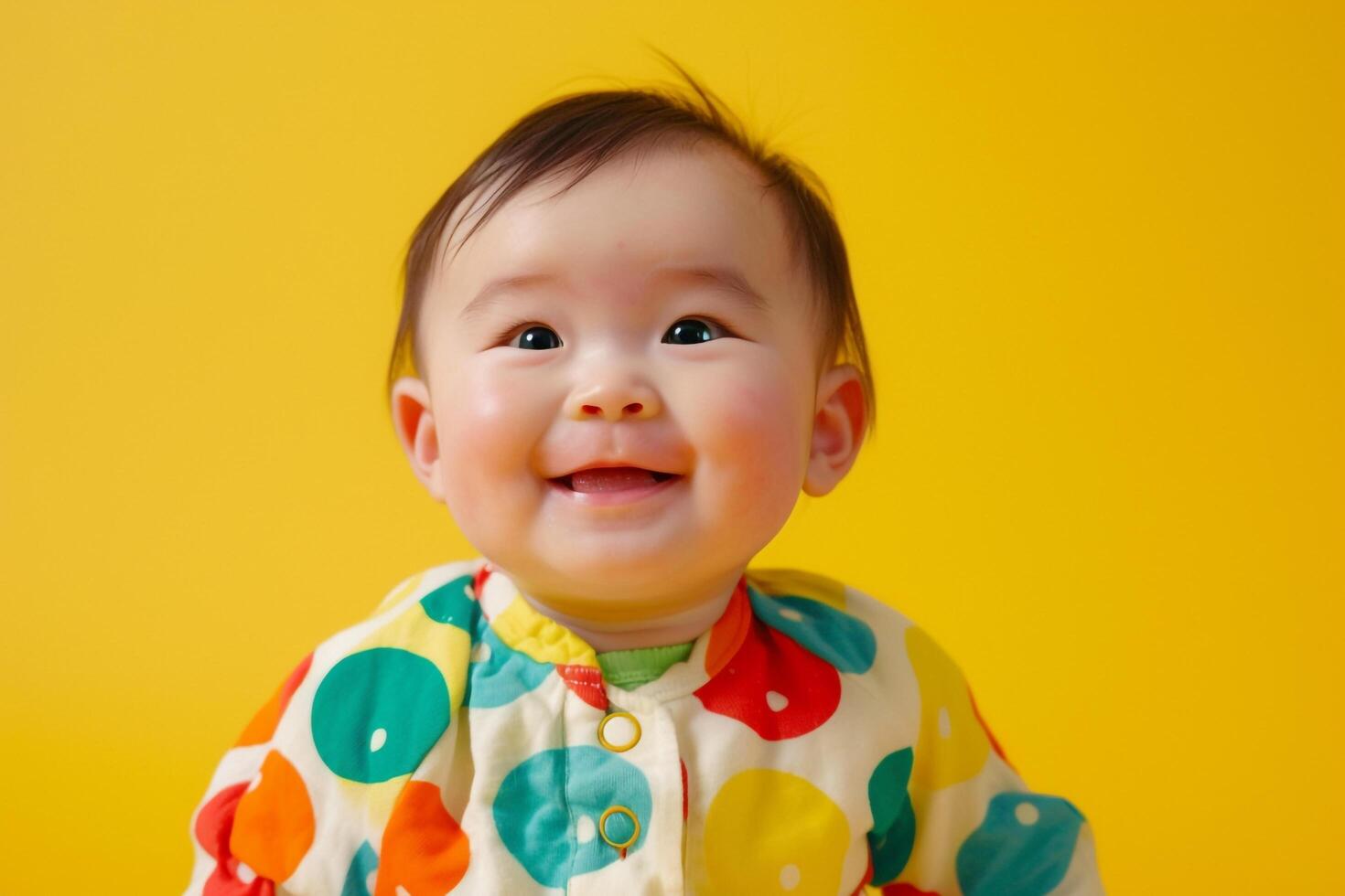 Baby in Outfit with Fun and Playful Background photo