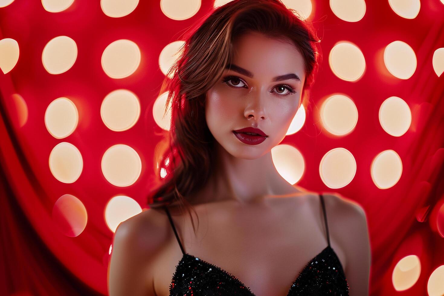 Red Carpet Portrait Showcasing Glamour and High Fashion Vibes photo